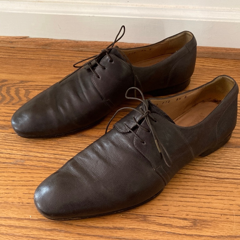 Vintage Salvatore Ferragamo Dark Brown Leather Dress Shoes